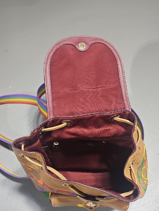Coach EUC C4097 Pennie Backpack 22 In Rainbow Signature Canvas & Smooth Leather main image 5